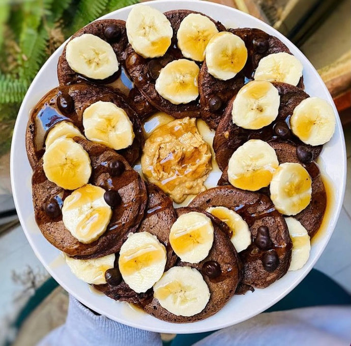 DOUBLE CHOC CHIP PROTEIN PANCAKES