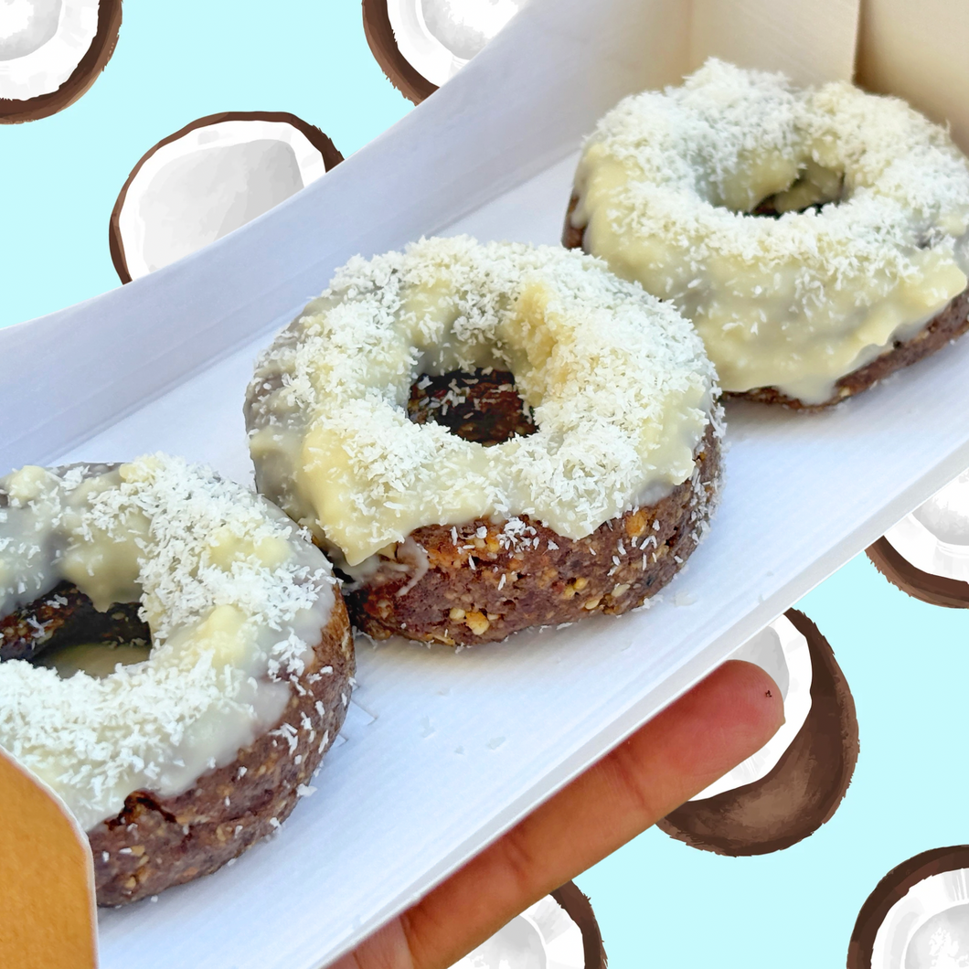 WHITE CHOCOLATE COCONUT DONUTS *LIMITED*